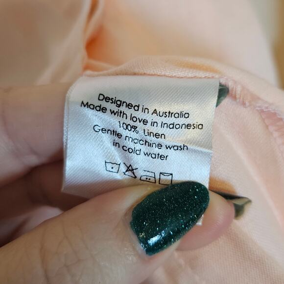 Palm Collective Mila Shirt Dress Linen Light Pink Size X-Small - Picture 12 of 15